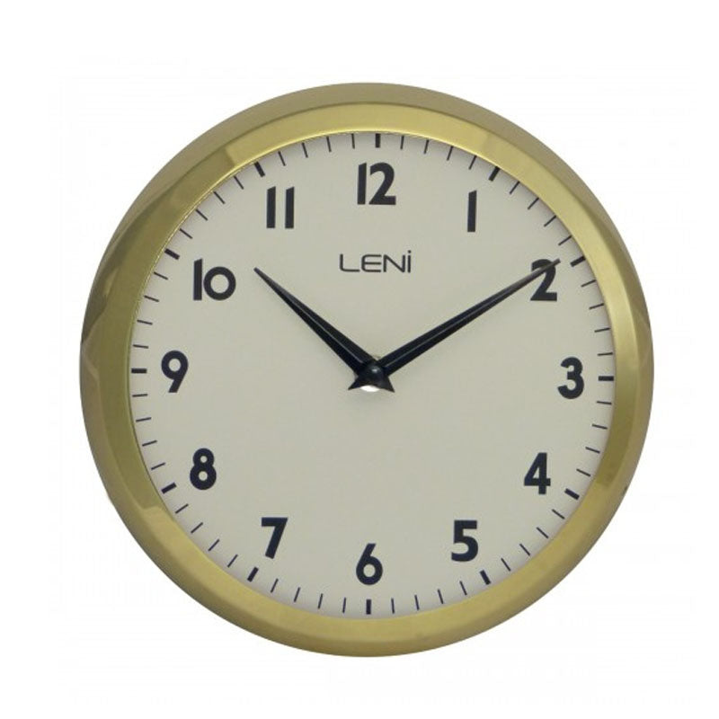 Leni Metal School Wall Clock 23cm - Gold - Notbrand