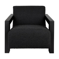 Lennon Boucle Occasional Arm Chair With Timber Arms - Black - Notbrand