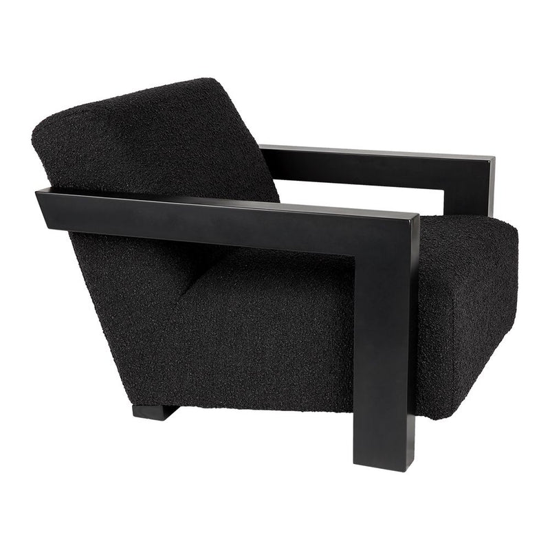 Lennon Boucle Occasional Arm Chair With Timber Arms - Black - Notbrand