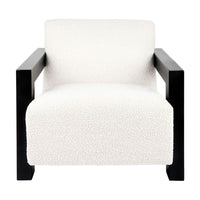 Lennon Boucle Occasional Chair With Timber Arms - Ivory - Notbrand