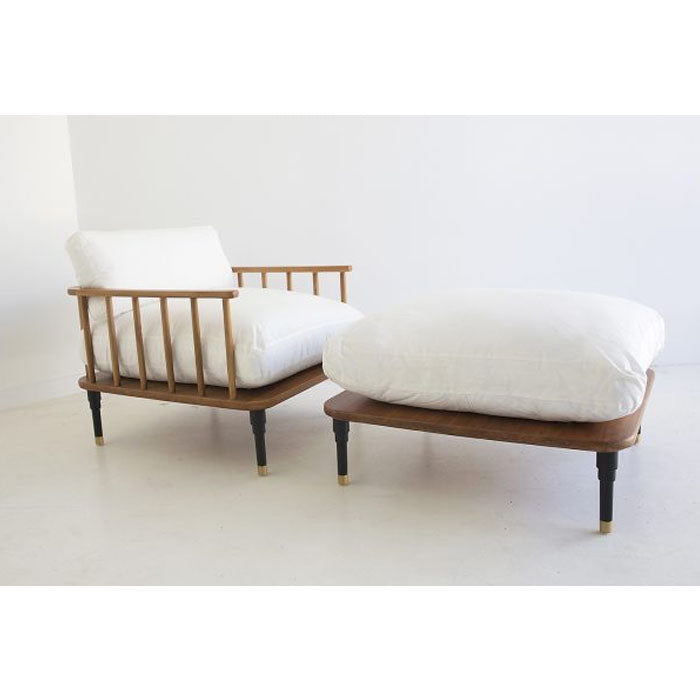 Lacey Timber Armchair & Ottoman - White - Notbrand