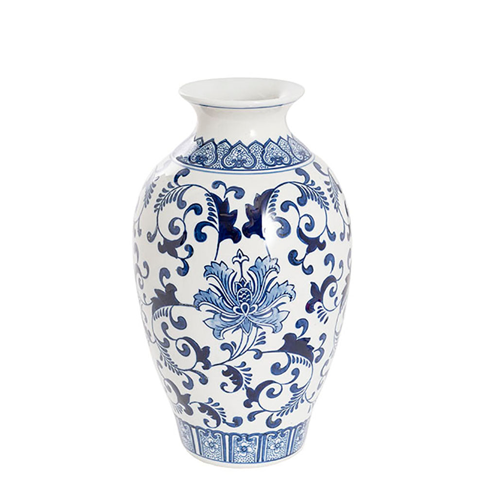 Orient Porcelain Long Neck Jar in Blue/White - Large - Notbrand