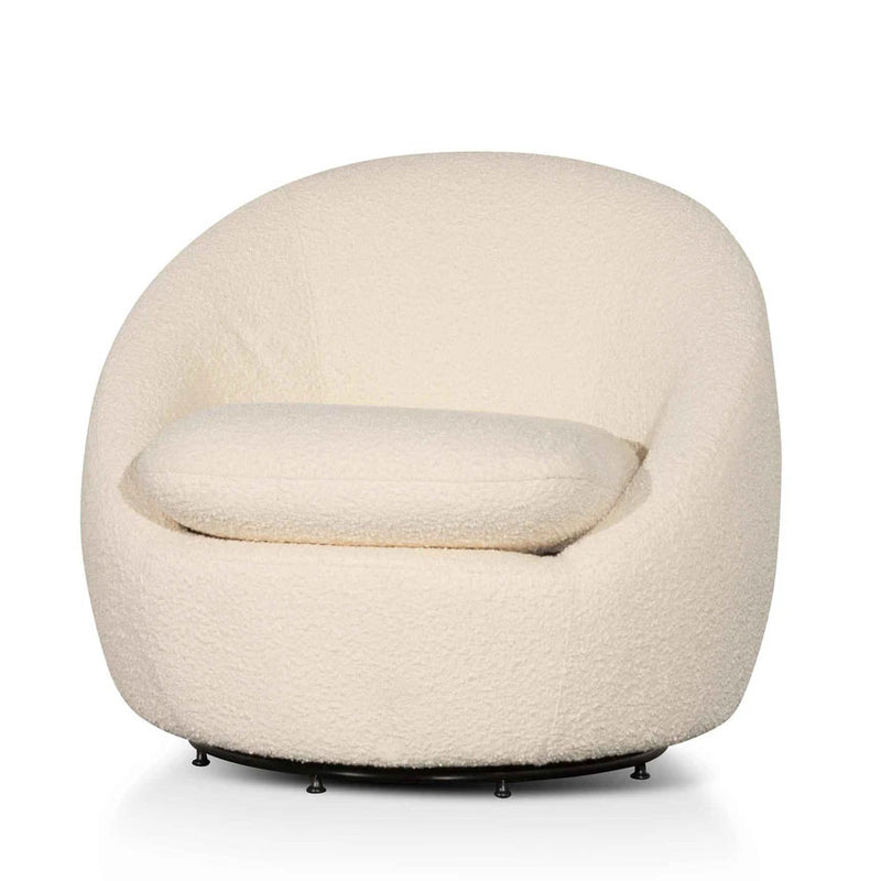 Watsonia Ivory White Boucle Lounge Chair - Notbrand