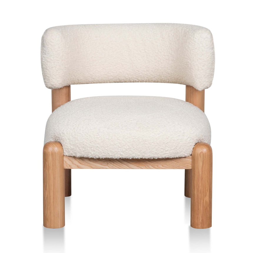 Suloros Boucle Fabric Lounge Chair - Ivory White - Notbrand