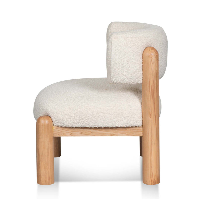 Suloros Boucle Fabric Lounge Chair - Ivory White - Notbrand