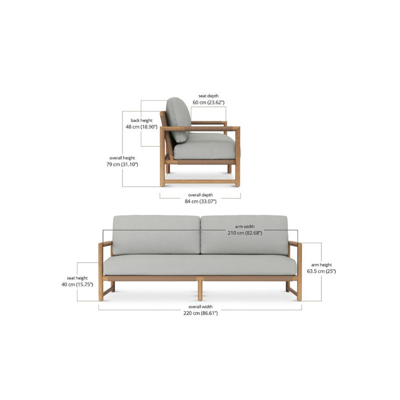 Luan Outdoor Sofa in White – 3 Seater - NotBrand