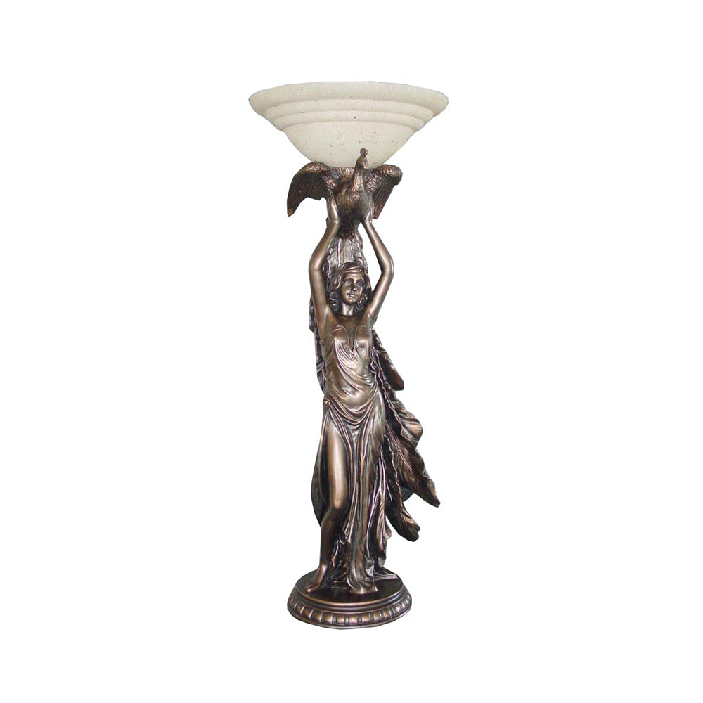 Lynne Art Deco Lady with bird Figurine Table Lamp - Bronze - Notbrand