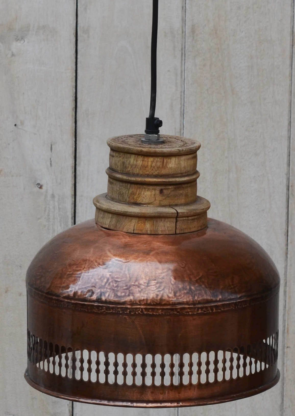 Copper Cut-Out And Wood Lampshade - Notbrand