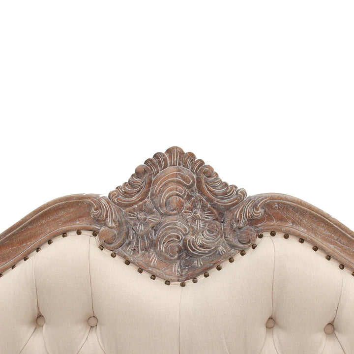 Louis French Provincial Upholstered Headboard in Weathered Oak - Range - Notbrand