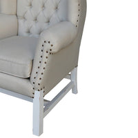 Wing Linen Blend & Mindy Wood Chair - White - Notbrand