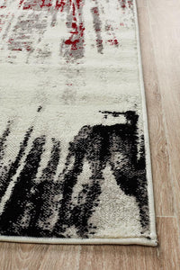 Lydia Abstract Rug Red Black White Grey - Notbrand