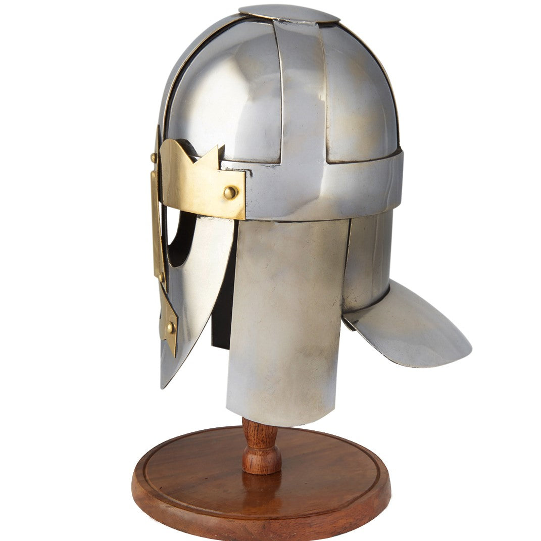Miniature Viking Sutton Hoo Helmet with Wooden Stand - Notbrand