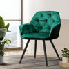 Artiss Calivia Upholstered Velvet Chairs in Green Set - 2 Pieces - Notbrand