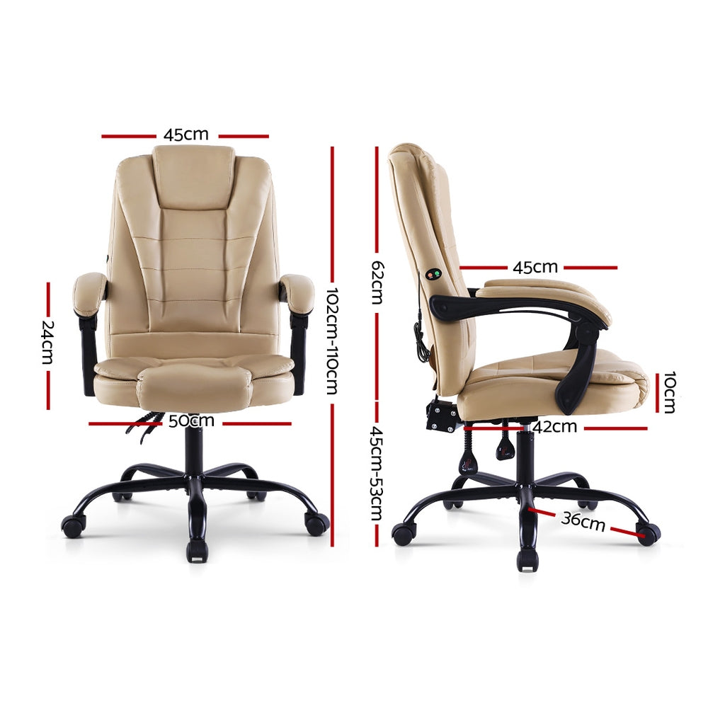 Artiss Massage Office Chair Gaming Chair Recliner Computer Chairs Khaki - Notbrand