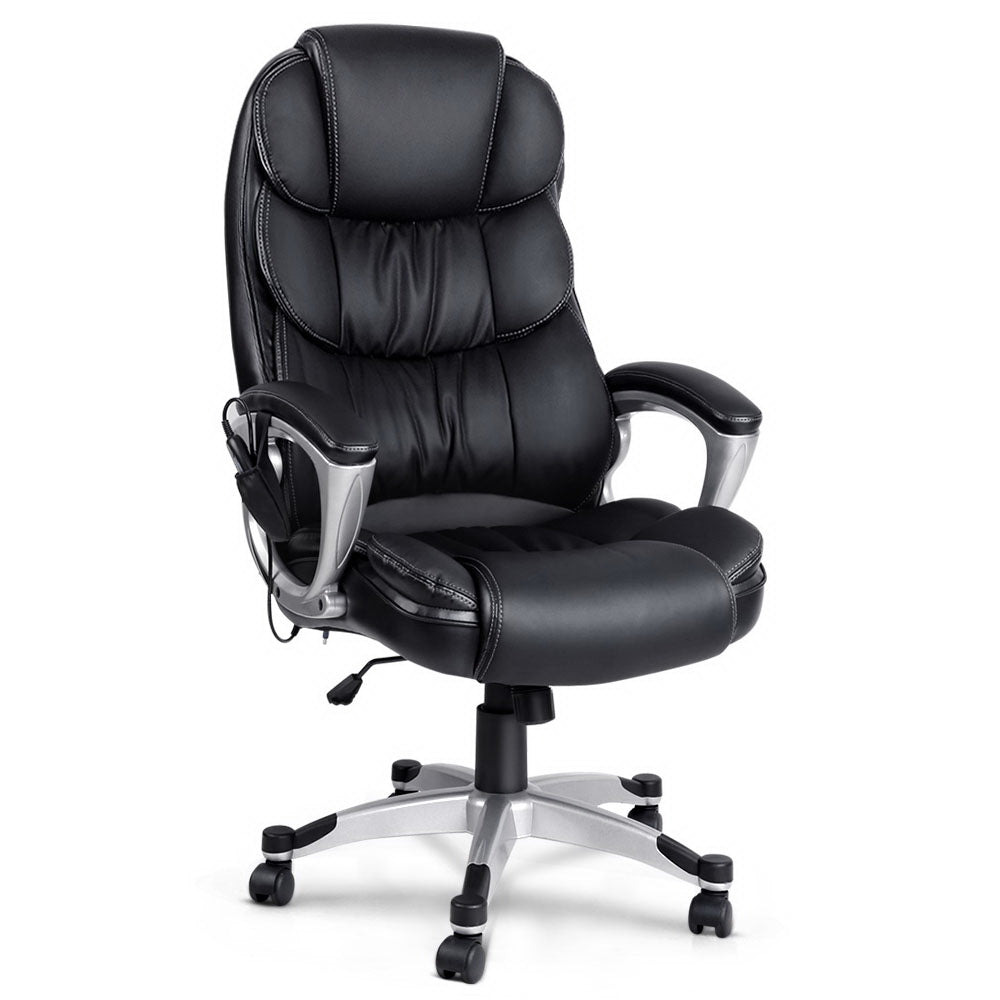 Branka PU Leather 8 Point Reclining Massage Chair - Black - Notbrand