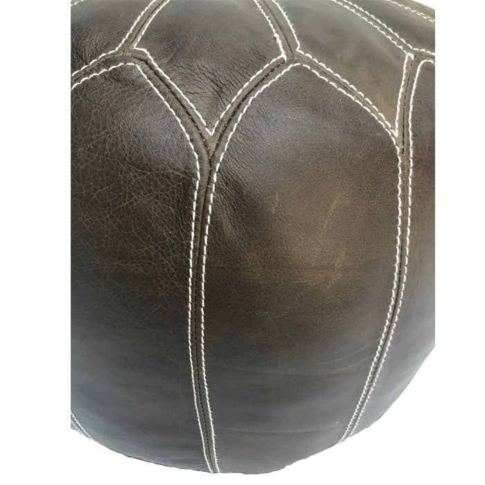 Moroccan Leather Ottoman Brown - Notbrand