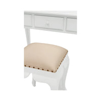 Paris Mindy Wood  Mirror Dressing Table With Stool - White - Notbrand