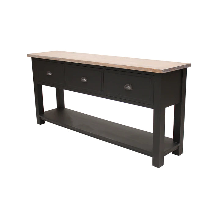 Chester 3 Drawer Mindy Wood Console - Black - Notbrand