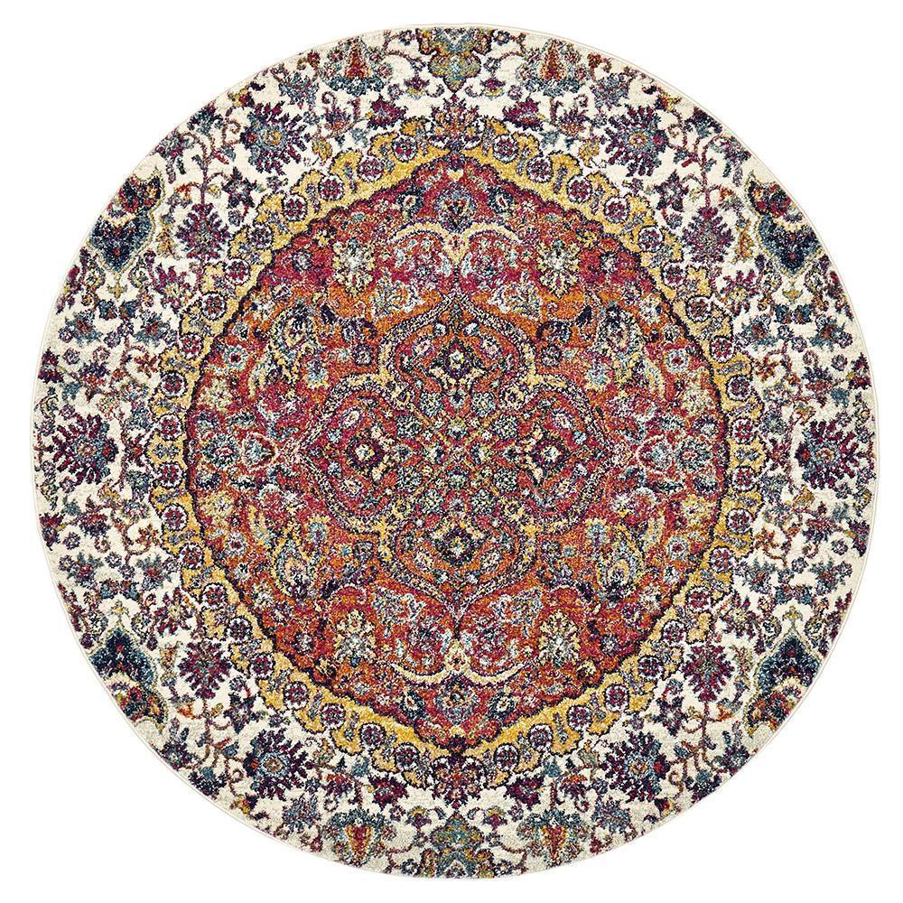 Museum Shelly Rust Round Rug - Notbrand