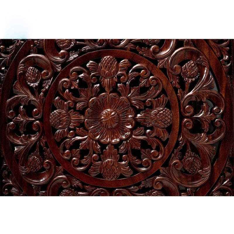 Mahir Hand Carved 3 Door Sideboard - Brown - Notbrand