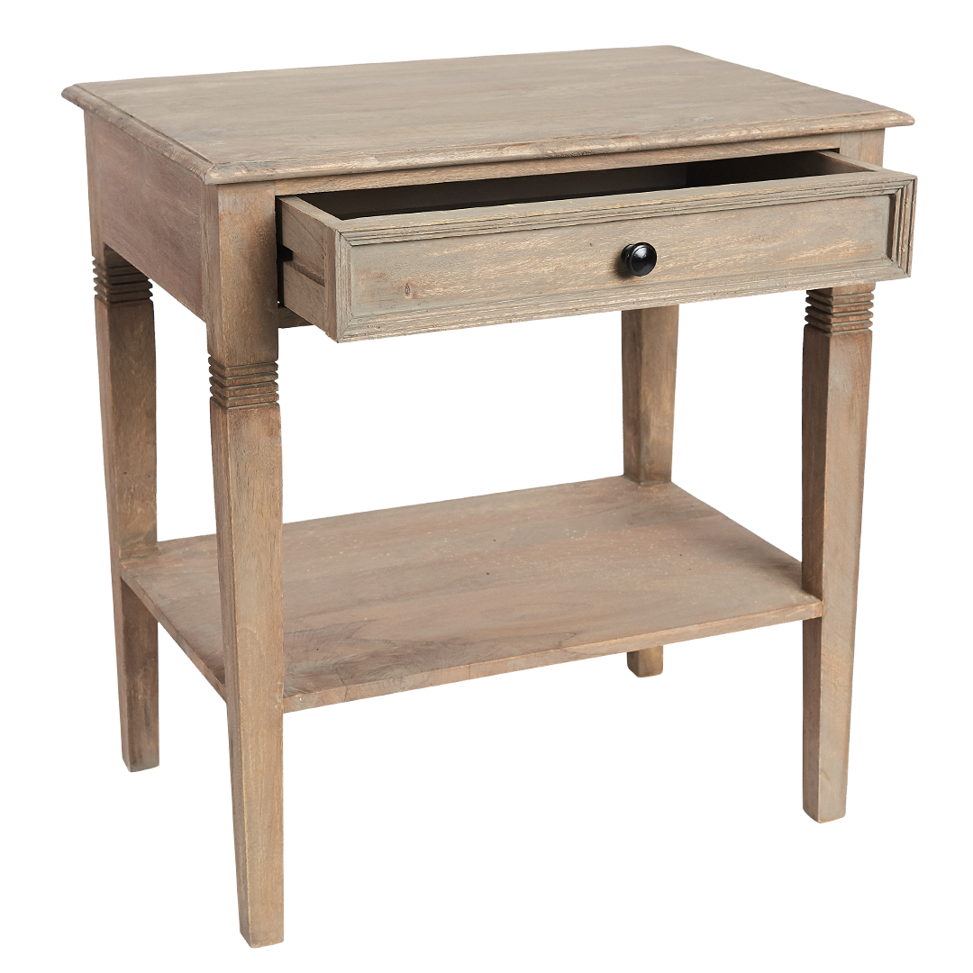 Maine Wooden Bedside Table in Natural - 1 Drawer - Notbrand