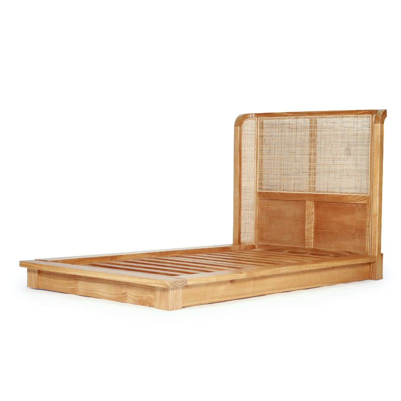 Malakai Timber and Rattan Bed - Single Size - Notbrand(3)