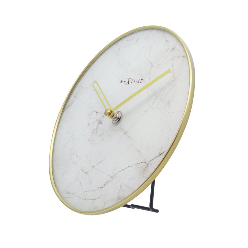 NeXtime Marble Glass Table Clock - White & Gold - Notbrand