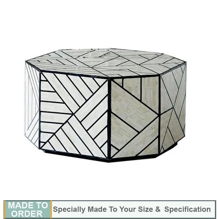 Marcello Geometric Design Bone Inlay Coffee Table - Notbrand