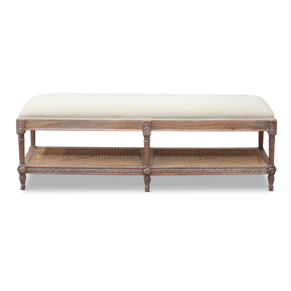 Marseille Timber And Rattan Bed End Stool - Notbrand