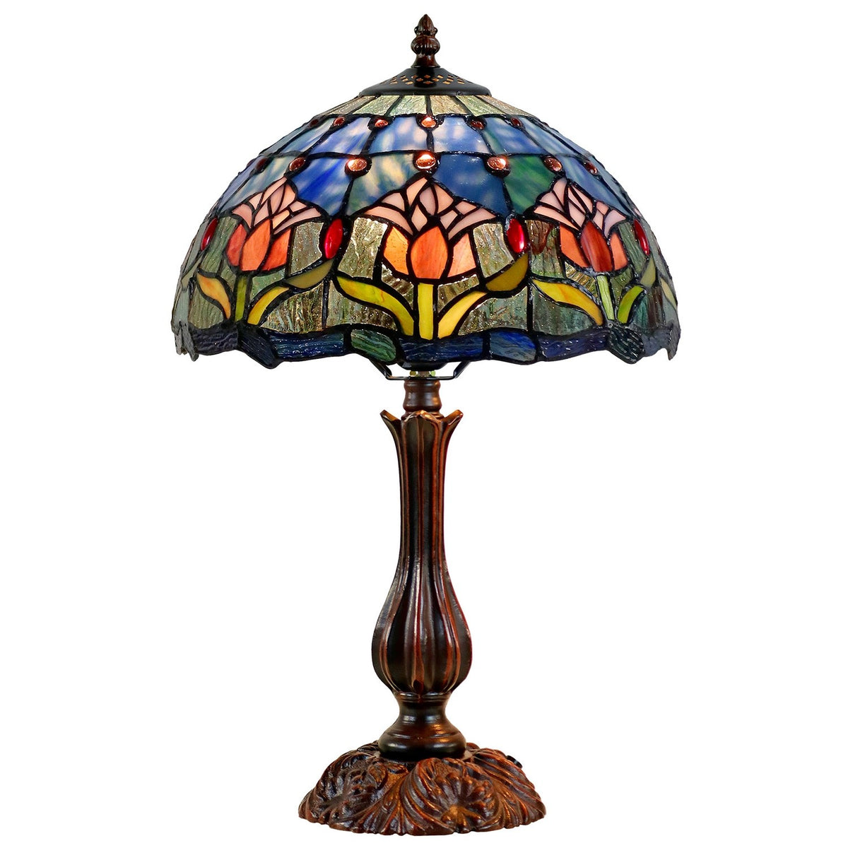 Mauve Tulip Tiffany Style Table Lamp - Resin - Notbrand