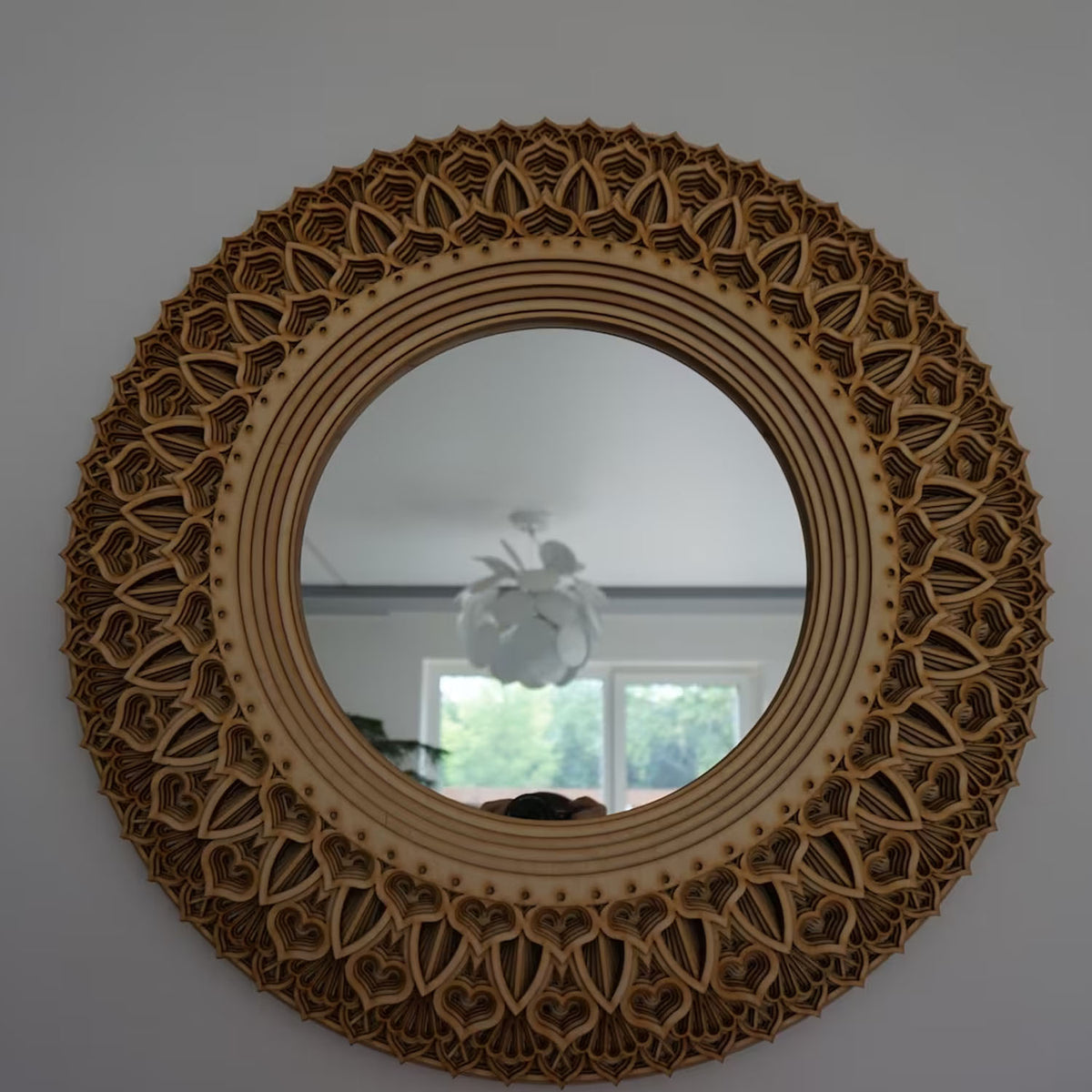 Mawu Wooden Round Wall Mirror - Natural - Notbrand