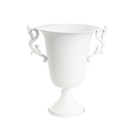 Set of 2 Flute Metal Vase with Handles - White - Notbrand