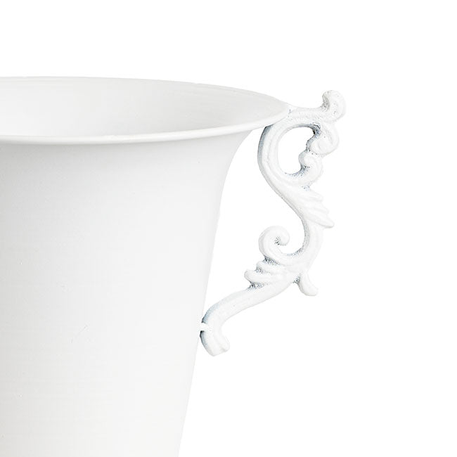 Set of 2 Flute Metal Vase with Handles - White - Notbrand