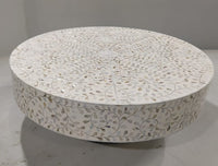 Nicole Scroll Vine Mother of Pearls Inlay Coffee Table White - Notbrand