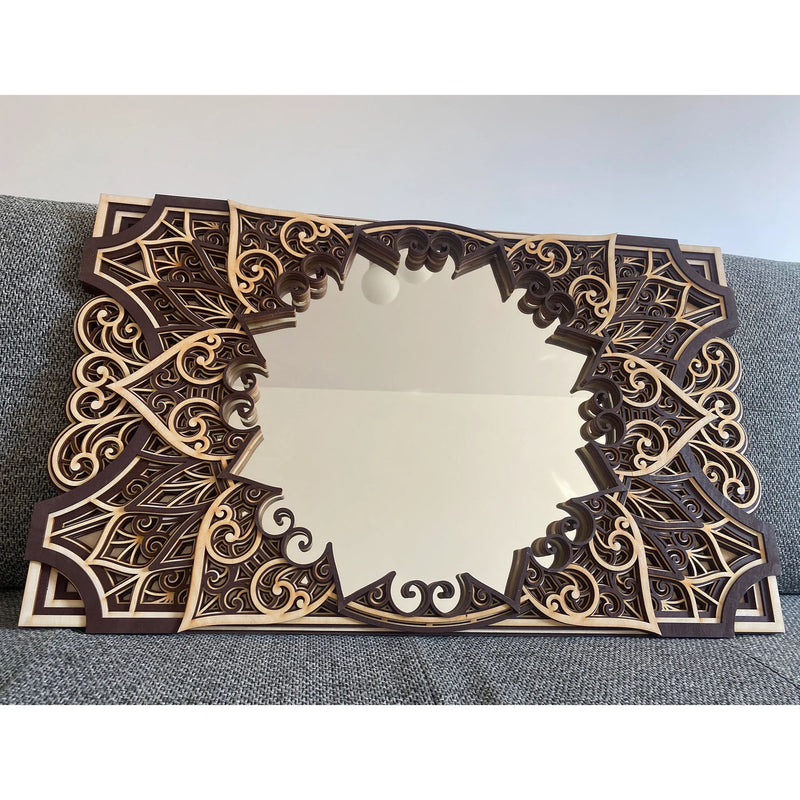 Mycen Wood Mandala Frame Mirror - Brown/Natural - Notbrand