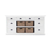 Halifax Timber Buffet with 4 Rattan Baskets - Classic White - Notbrand