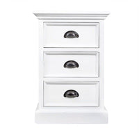 Halifax Solid Bedside 3 Drawer Storage Unit - Classic White - Notbrand