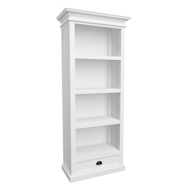 Halifax Solid Timber Bookcase with 1 Drawer - Classic White - Notbrand
