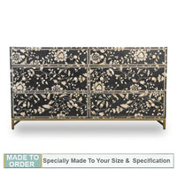 Namrita Bone Inlay Floral Design Sideboard - 6 Drawers - Notbrand
