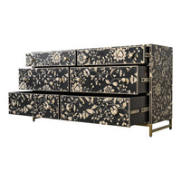 Namrita Bone Inlay Floral Design Sideboard - 6 Drawers - Notbrand