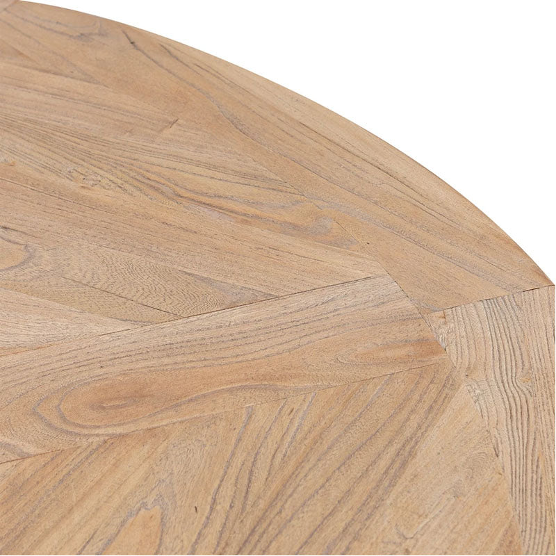 Esperito Natural Wooden Round Dining Table with Black Base - Notbrand
