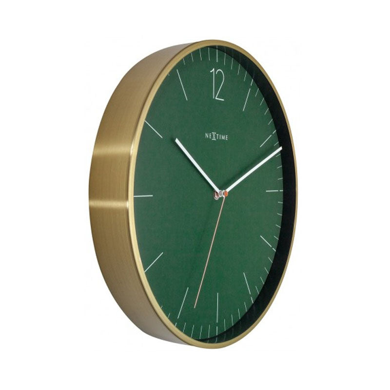 NeXtime Essential Green & Gold Metal Wall Clock - 34cm - Notbrand