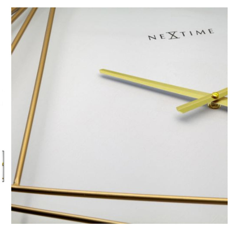 NeXtime Turning Square Wall Clock White and Gold 85 x 85cm - NotBrand