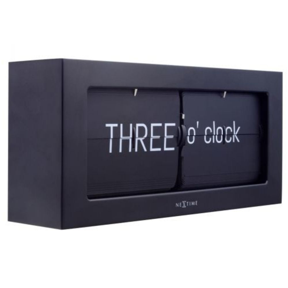 NeXtime Word Flip Table Clock Metal Black - Notbrand
