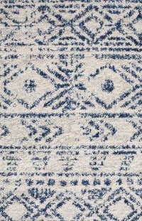 Oasis Ismail White Blue Rustic Round Rug - Notbrand