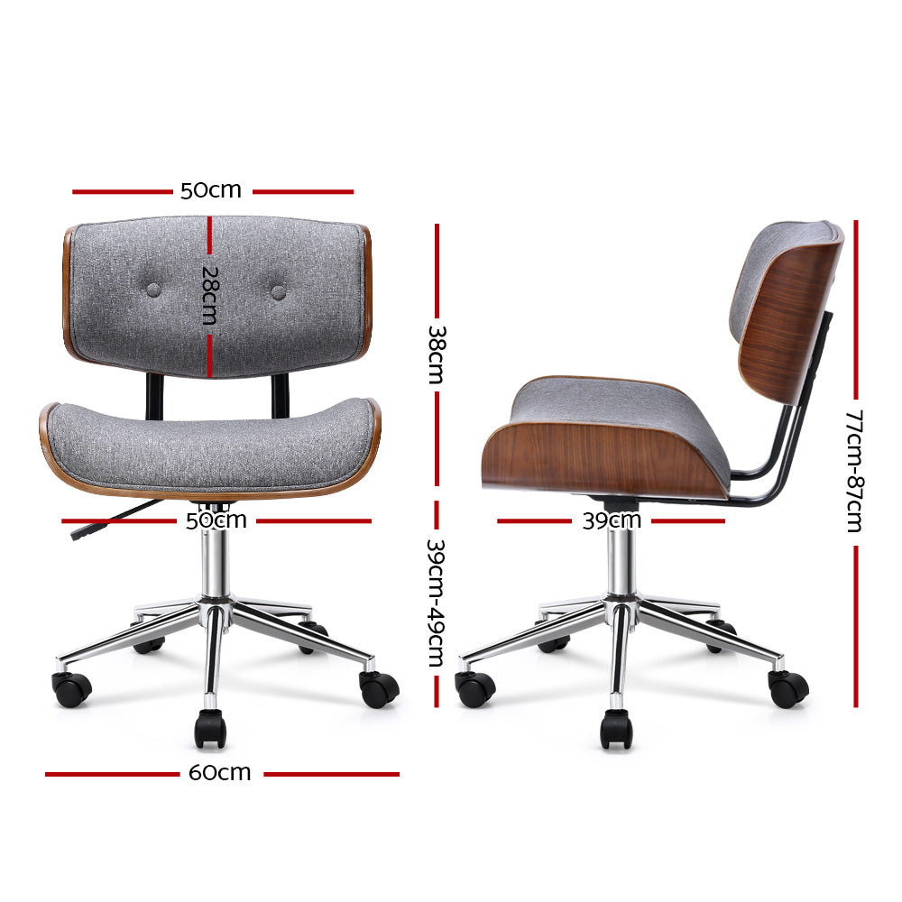 Blisk Wood & Fabric Office Chair - Grey & brown - Notbrand