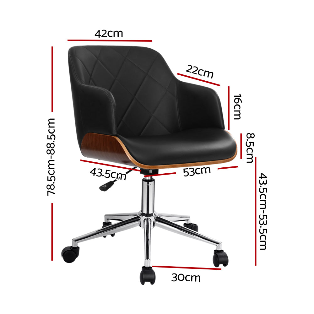Blisk Leather Office Chair - Black Wood - Notbrand