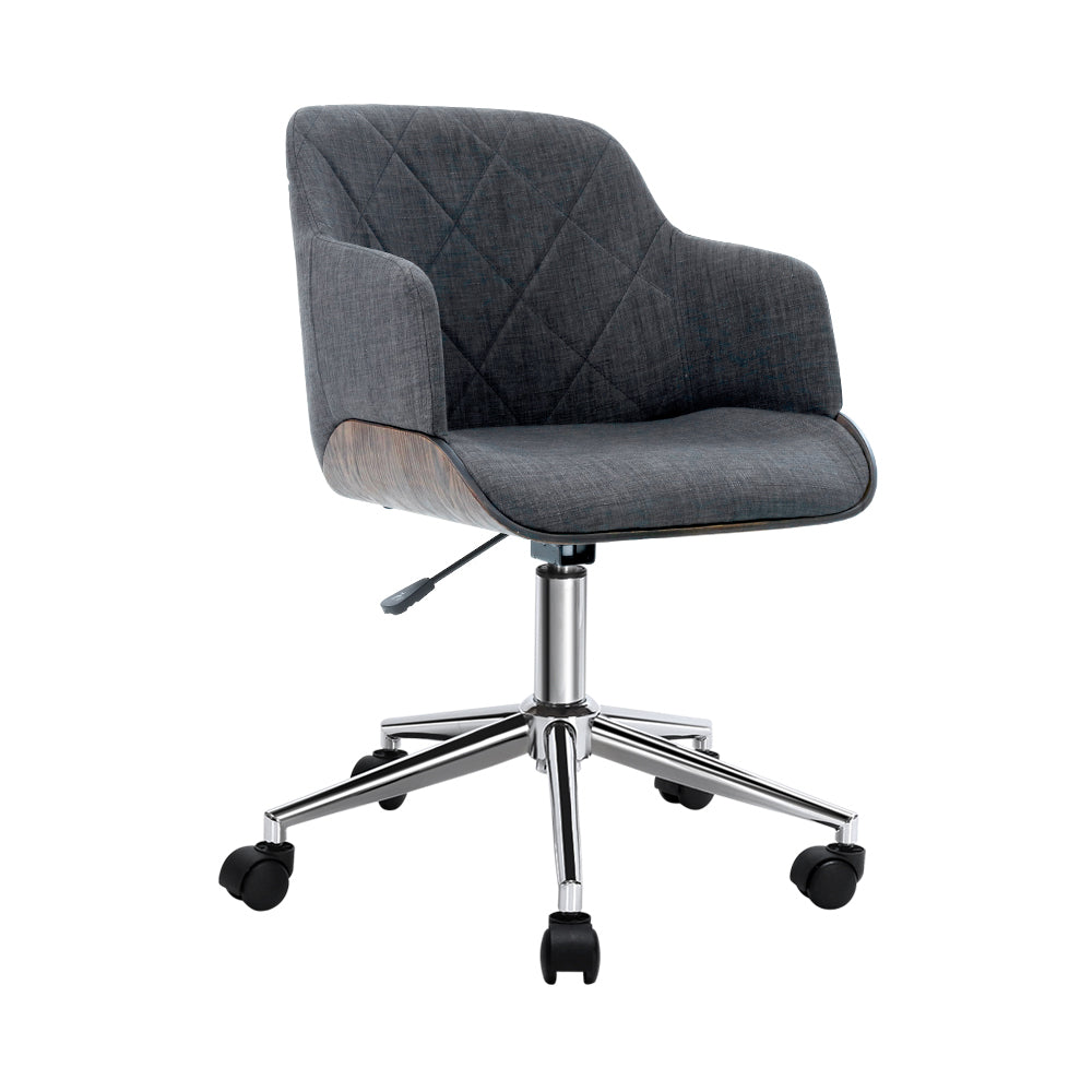 Blisk Wood & Fabric Office Chair - Grey - Notbrand