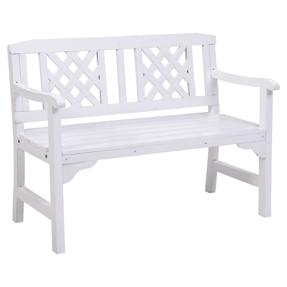 Gardeon Wooden Garden Bench 2 Seat Patio Furniture Timber Outdoor Lounge Chair White - Notbrand