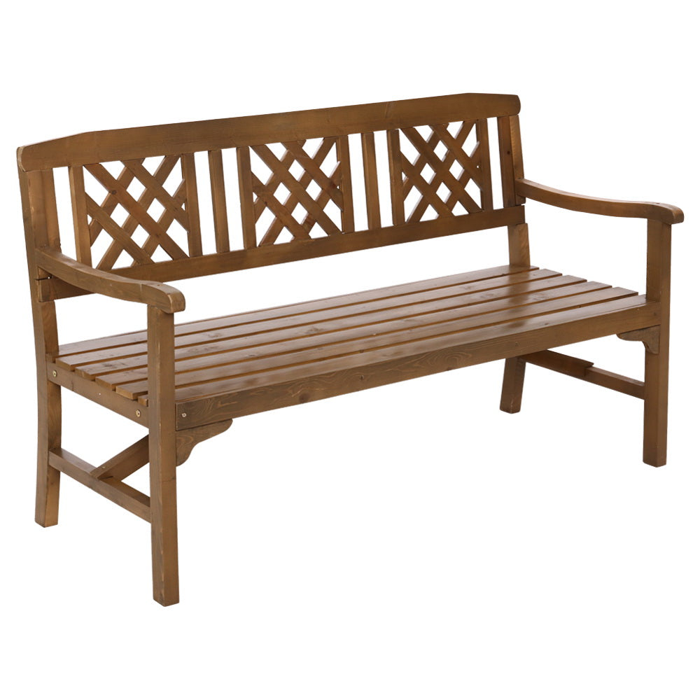 Gardeon Wooden Garden Bench 3 Seat Patio Furniture Timber Outdoor Lounge Chair Natural - Notbrand